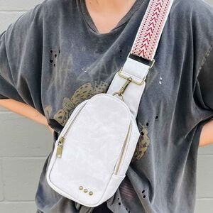 Pretty Simple Jordan Sling Bag Vegan Faux Leather Crossbody Purse Guitar Strap